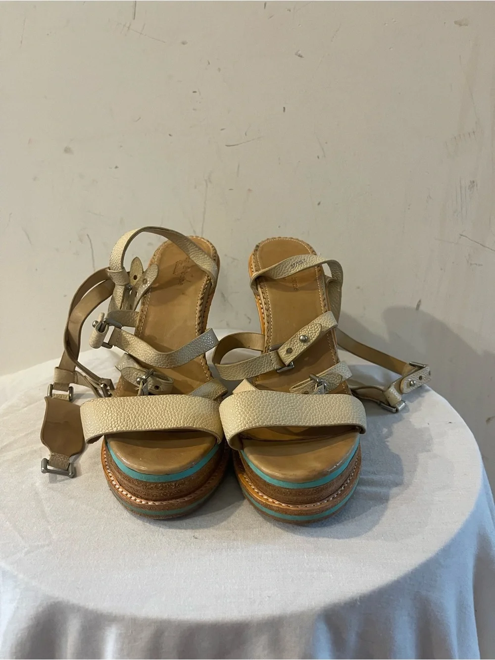 Rag & Bone Leather Wedge Sandals with Ankle Strap
